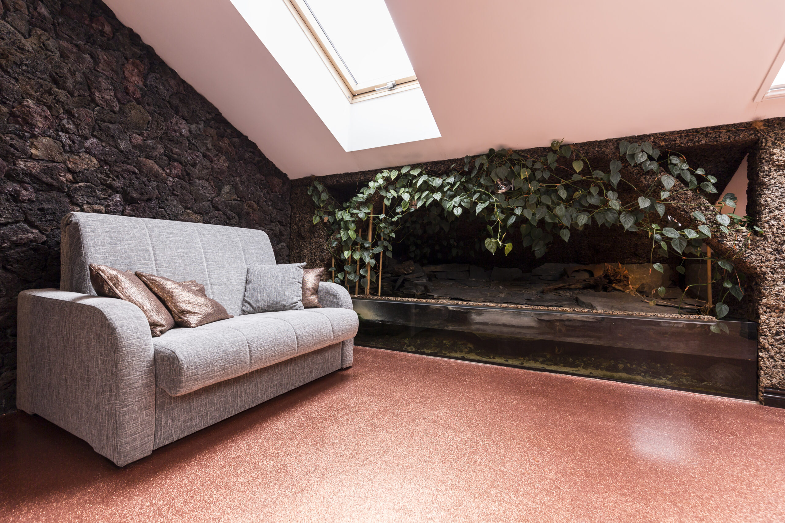 Attic room with large terrarium